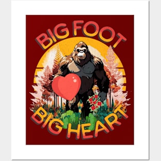 Bigfoot Hearts Valentines Day Big Foot Big Hearts Sasquatch Posters and Art